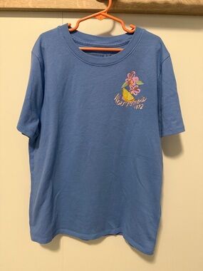 abercrombie kids Blue Short Sleeve Tee with Floral Pineapple Graphic